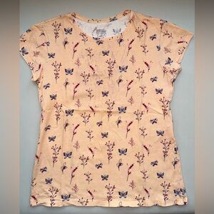 Children's Peach Butterfly & Floral Short Sleeve Tee